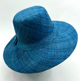Flat Brim Raffia Sunhat in French Blue Madagascan