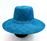 Flat Brim Raffia Sunhat in French Blue Madagascan