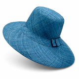 Flat Brim Raffia Sunhat in French Blue Madagascan