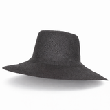 Flat Brim Raffia Sunhat in Black Madagascan