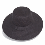 Flat Brim Raffia Sunhat in Black Madagascan