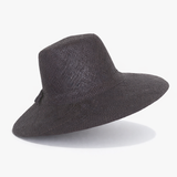 Flat Brim Raffia Sunhat in Black Madagascan