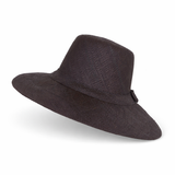 Flat Brim Raffia Sunhat in Black Madagascan
