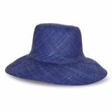Flat Brim Raffia Sunhat in Blue Indigo Madagascan