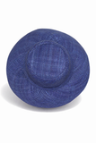 Flat Brim Raffia Sunhat in Blue Indigo Madagascan