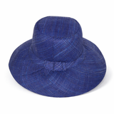Flat Brim Raffia Sunhat in Blue Indigo Madagascan