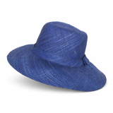 Flat Brim Raffia Sunhat in Blue Indigo Madagascan