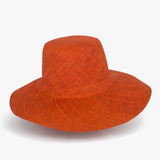 Flat Brim Raffia Sunhat in Burnt Orange Madagascan