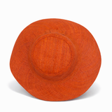 Flat Brim Raffia Sunhat in Burnt Orange Madagascan