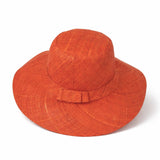 Flat Brim Raffia Sunhat in Burnt Orange Madagascan