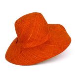 Flat Brim Raffia Sunhat in Burnt Orange Madagascan