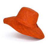 Flat Brim Raffia Sunhat in Burnt Orange Madagascan
