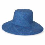 Flat Brim Raffia Sunhat in Cerulean Blue Madagascan
