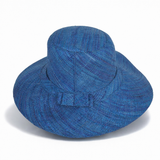 Flat Brim Raffia Sunhat in Cerulean Blue Madagascan