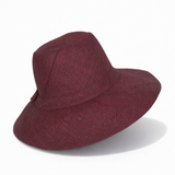 Flat Brim Raffia Sunhat in Dark Burgundy Madagascan