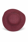 Flat Brim Raffia Sunhat in Dark Burgundy Madagascan
