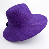 Flat Brim Raffia Sunhat in Purple Indigo Madagascan