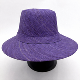 Flat Brim Raffia Sunhat in Purple Indigo Madagascan