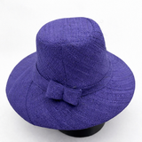Flat Brim Raffia Sunhat in Purple Indigo Madagascan