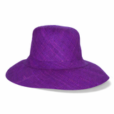 Flat Brim Raffia Sunhat in Dark Iris Madagascan