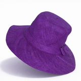 Flat Brim Raffia Sunhat in Dark Iris Madagascan