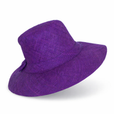 Flat Brim Raffia Sunhat in Dark Iris Madagascan