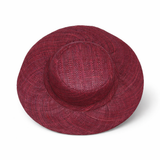 Flat Brim Raffia Sunhat in Dark Raisin Madagascan