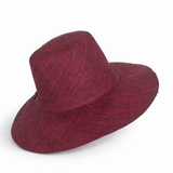 Flat Brim Raffia Sunhat in Dark Raisin Madagascan