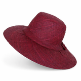 Flat Brim Raffia Sunhat in Dark Raisin Madagascan