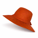 Flat Brim Raffia Sunhat in Dark Rust Madagascan