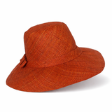 Flat Brim Raffia Sunhat in Dark Rust Madagascan