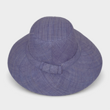 Flat Brim Raffia Sunhat in Deep Cornflower Blue Madagascan