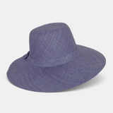 Flat Brim Raffia Sunhat in Deep Cornflower Blue Madagascan