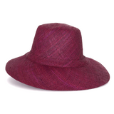 Flat Brim Raffia Sunhat in Eggplant Madagascan