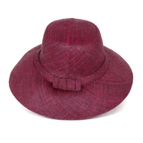 Flat Brim Raffia Sunhat in Eggplant Madagascan