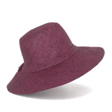 Flat Brim Raffia Sunhat in Eggplant Madagascan