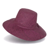Flat Brim Raffia Sunhat in Eggplant Madagascan