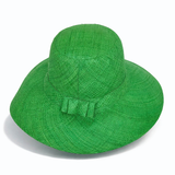 Flat Brim Raffia Sunhat in Emerald Green Madagascan
