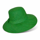 Flat Brim Raffia Sunhat in Emerald Green Madagascan