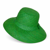 Flat Brim Raffia Sunhat in Emerald Green Madagascan