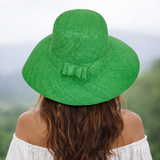 Flat Brim Raffia Sunhat in Emerald Green Madagascan