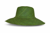 Flat Brim Raffia Sunhat in Forest Green Madagascan