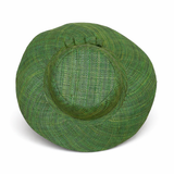Flat Brim Raffia Sunhat in Forest Green Madagascan
