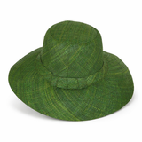 Flat Brim Raffia Sunhat in Forest Green Madagascan