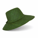 Flat Brim Raffia Sunhat in Forest Green Madagascan
