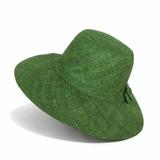 Flat Brim Raffia Sunhat in Forest Green Madagascan