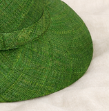 Flat Brim Raffia Sunhat in Forest Green Madagascan