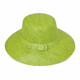 Flat Brim Raffia Sunhat in Kiwi Green Madagascar
