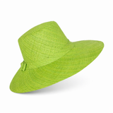 Flat Brim Raffia Sunhat in Kiwi Green Madagascar