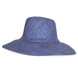 Flat Brim Raffia Sunhat in Lake Blue Madagascan